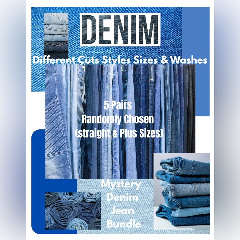 Mystery Denim Jean Bundle - Womens Blue Jeans (5 Pairs)